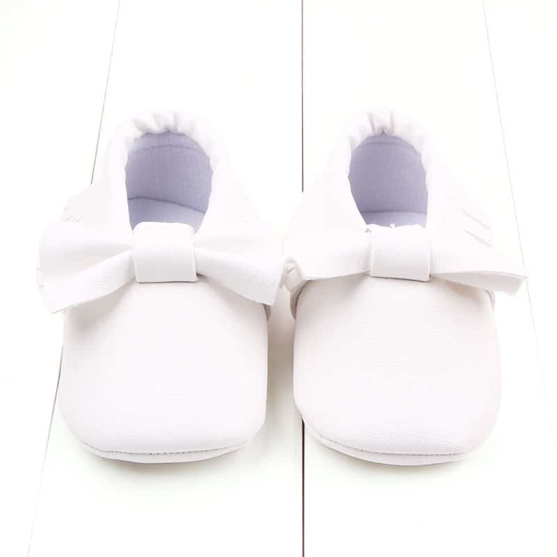 Leder-Mokassins mit großer Schleife für Baby-Mädchen