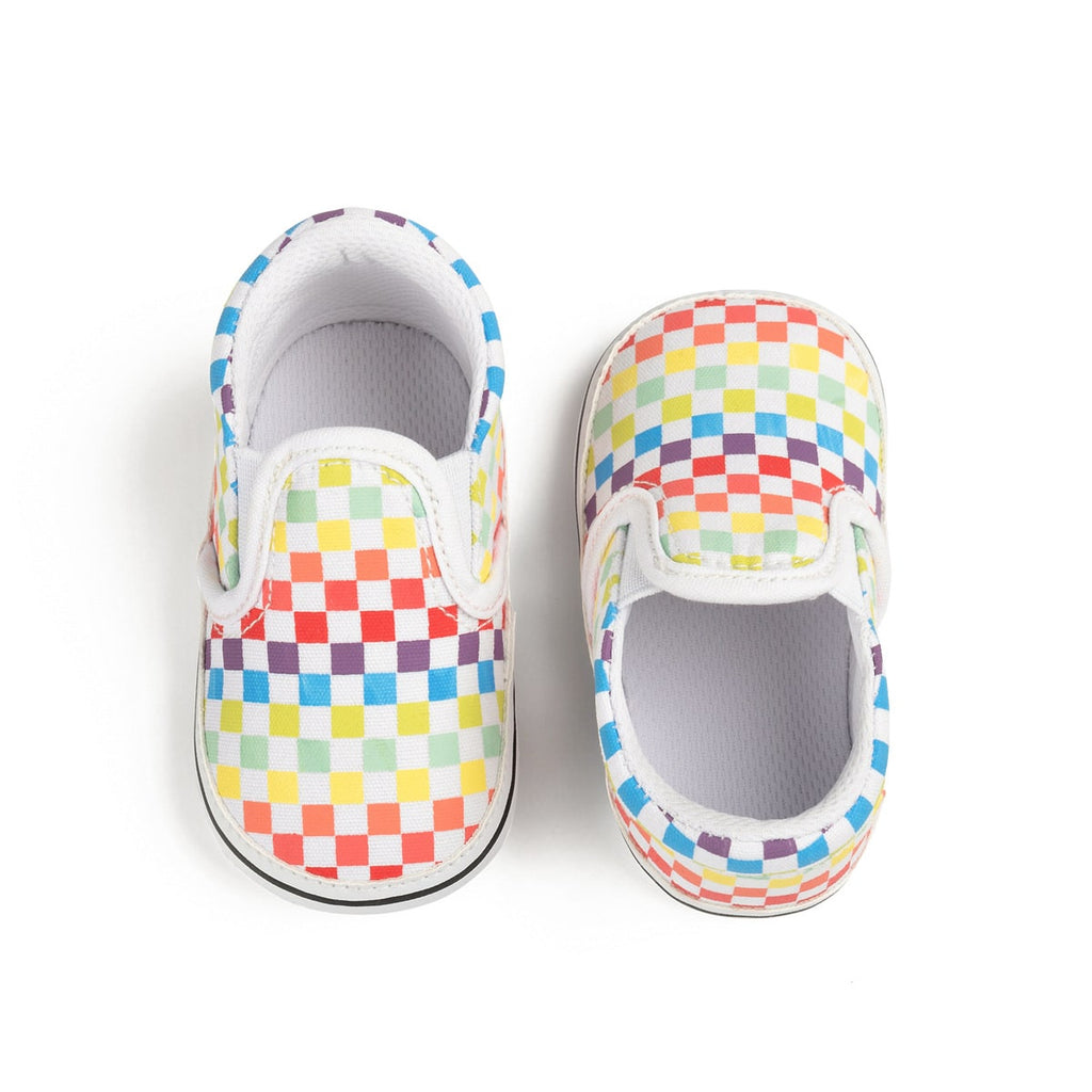Mokassins aus Karomuster-Canvas für Babyjungen