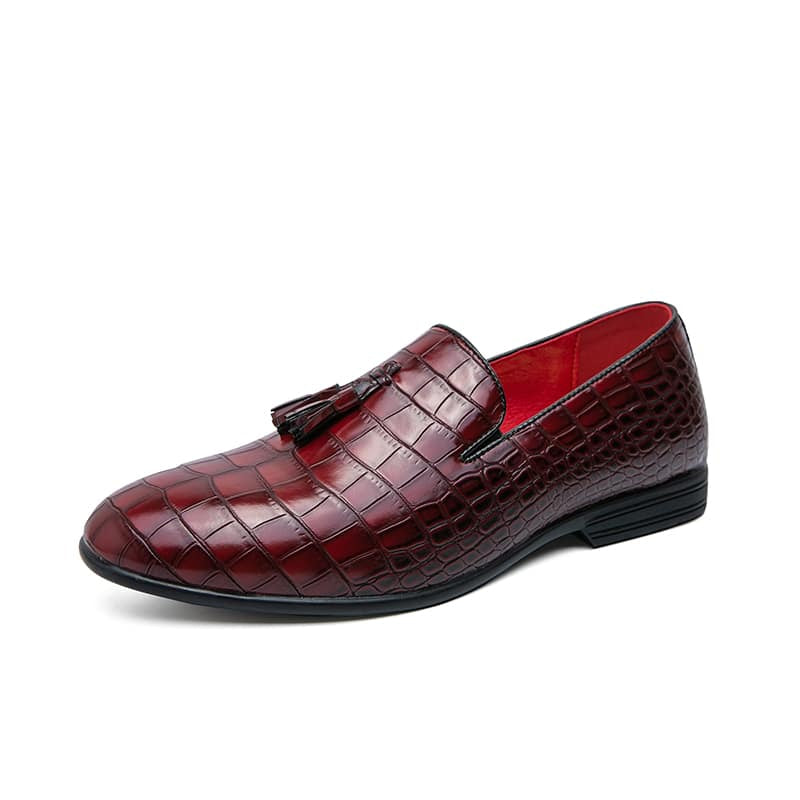 Loafer aus rotem Lackleder mit Krokodilprägung