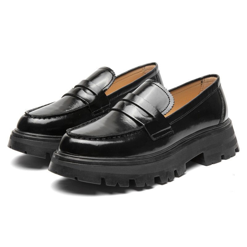 Glattleder-Loafer mit dicker Sohle
