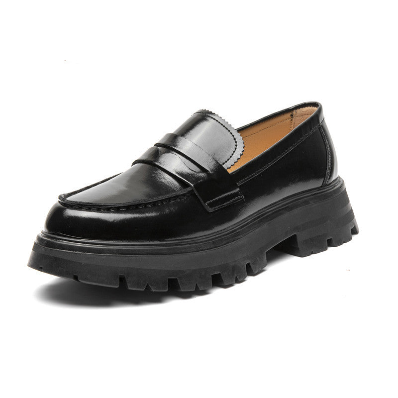 Glattleder-Loafer mit dicker Sohle