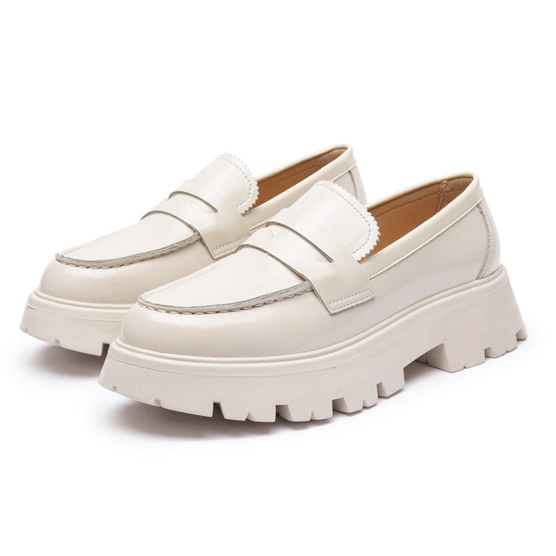 Glattleder-Loafer mit dicker Sohle