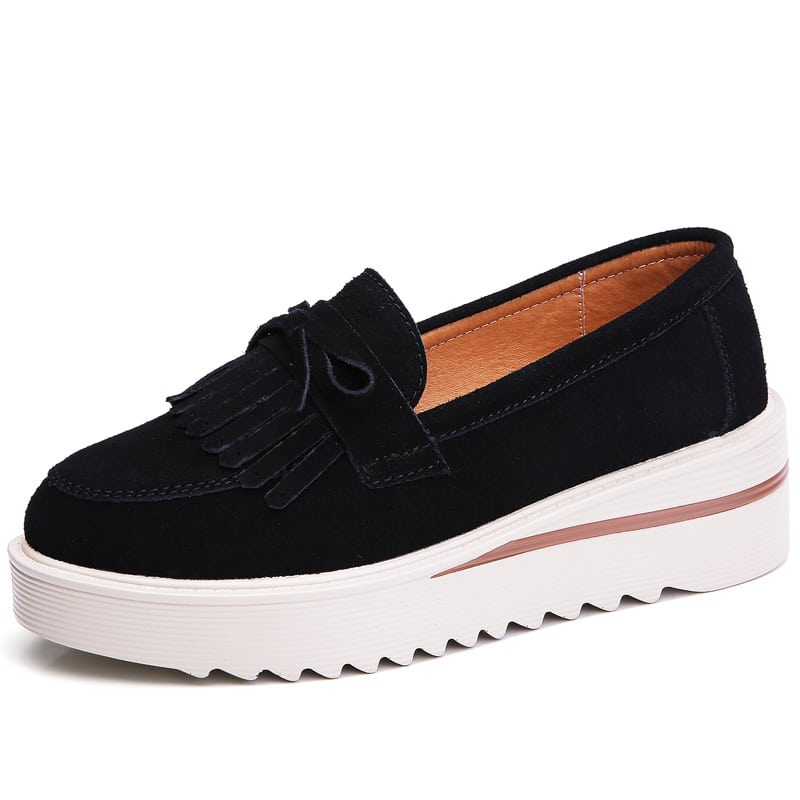 Wildleder-Loafer mit Keilabsatz-Plateau