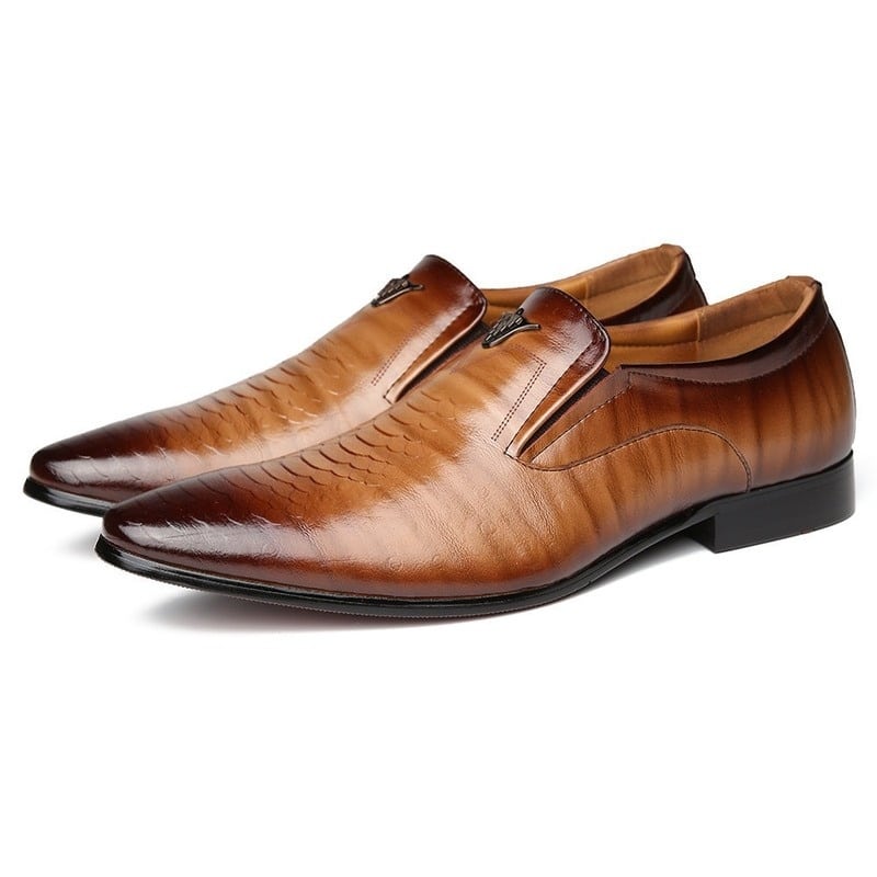 Herren-Loafer in Lackleder-Optik mit Schlangenleder-Effekt