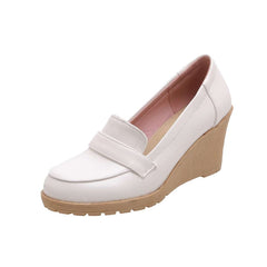 Damen-Loafer mit Keilabsatz, Weiß
