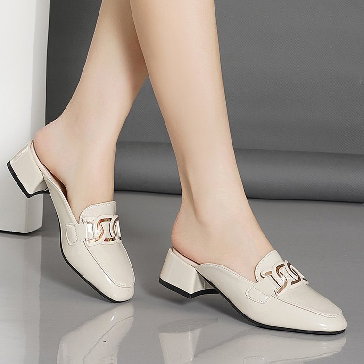 Loafer-Pantoletten mit Blockabsatz für Damen