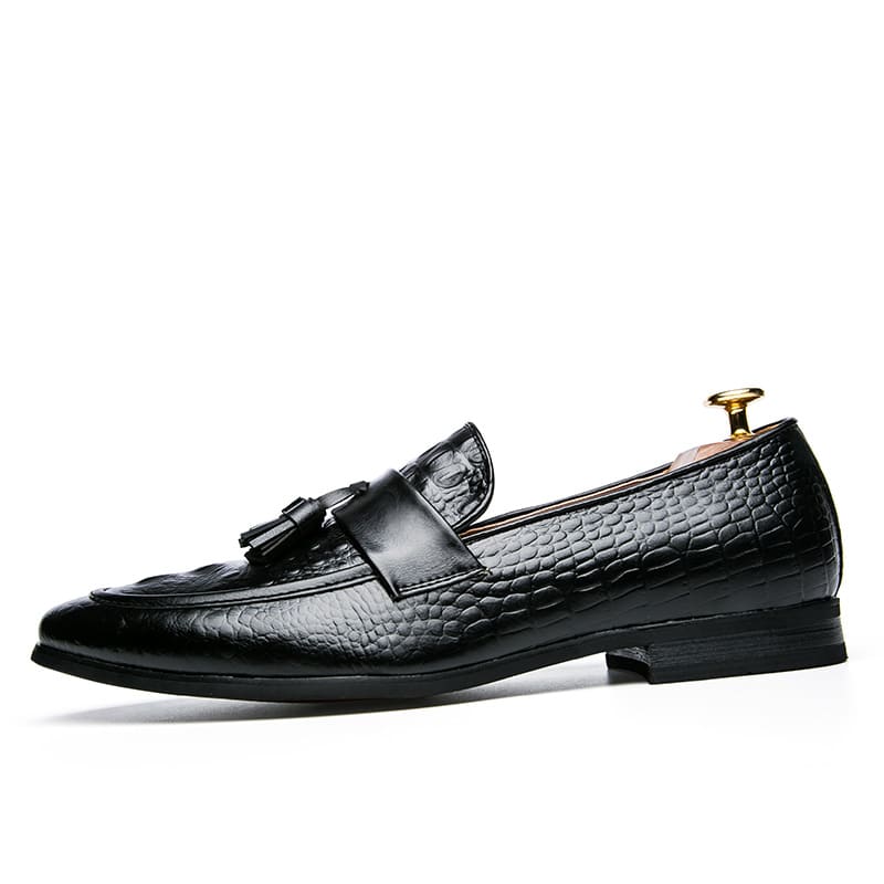 Loafer mit Quasten in Krokodilleder-Optik