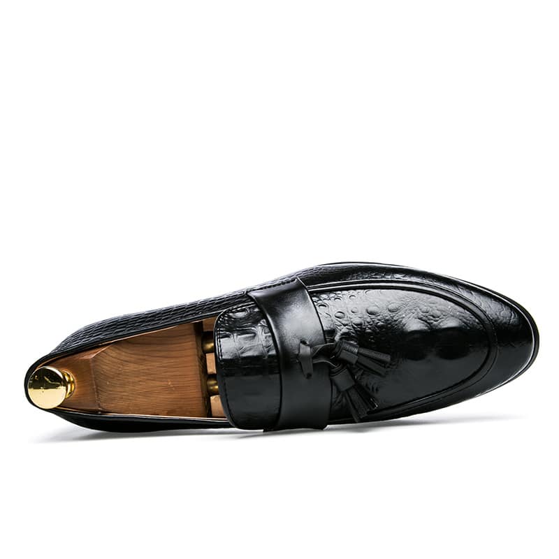 Loafer mit Quasten in Krokodilleder-Optik