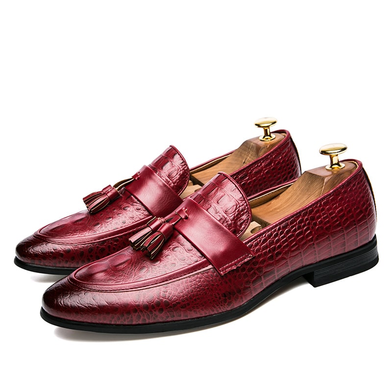 Loafer mit Quasten in Krokodilleder-Optik