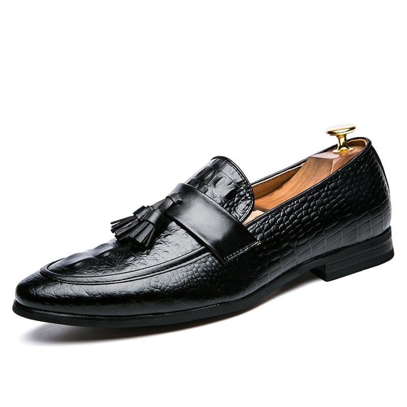 Loafer mit Quasten in Krokodilleder-Optik