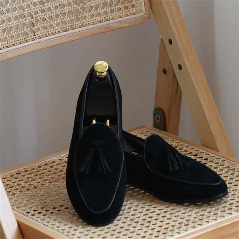 Herren-Loafer mit Quasten aus echtem Wildleder