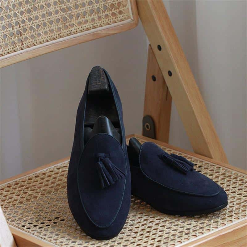 Herren-Loafer mit Quasten aus echtem Wildleder