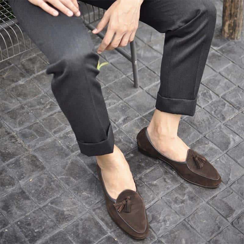 Herren-Loafer mit Quasten aus echtem Wildleder