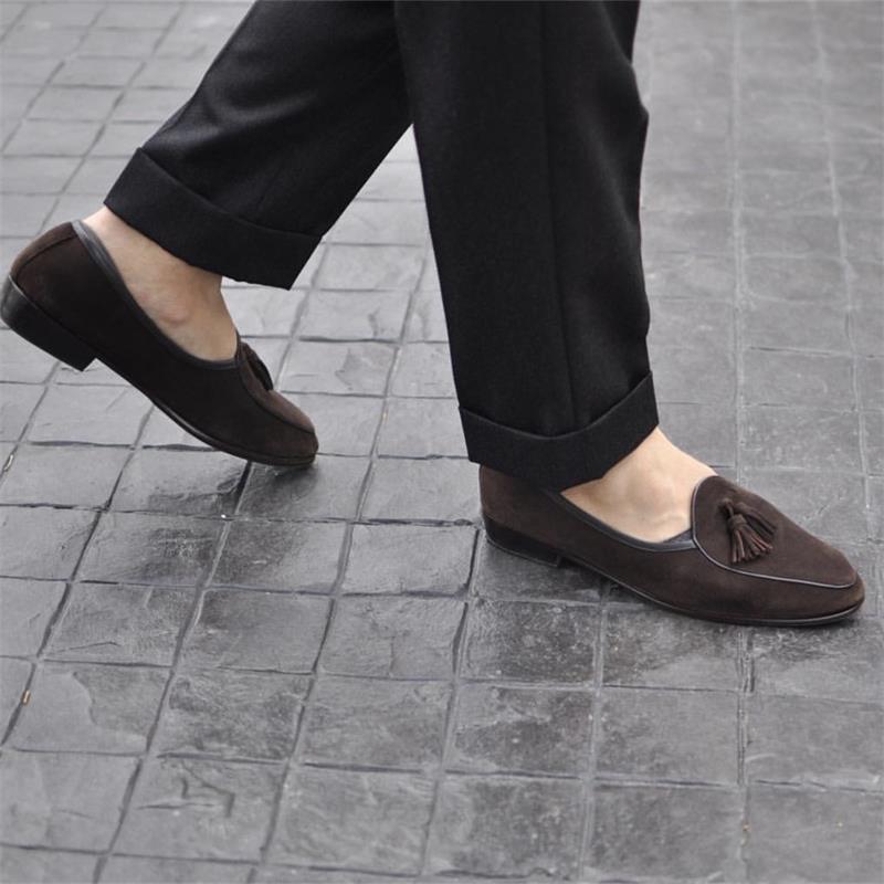 Herren-Loafer mit Quasten aus echtem Wildleder
