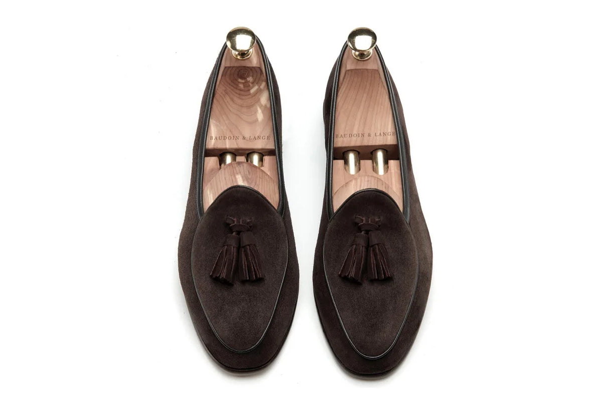 Herren-Loafer mit Quasten aus echtem Wildleder