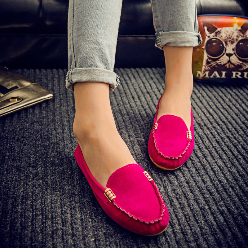 damenmokassin aus rosa Wildleder