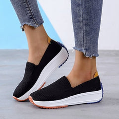 Orthopädische Damen-Mokassins aus atmungsaktivem Mesh, Schwarz