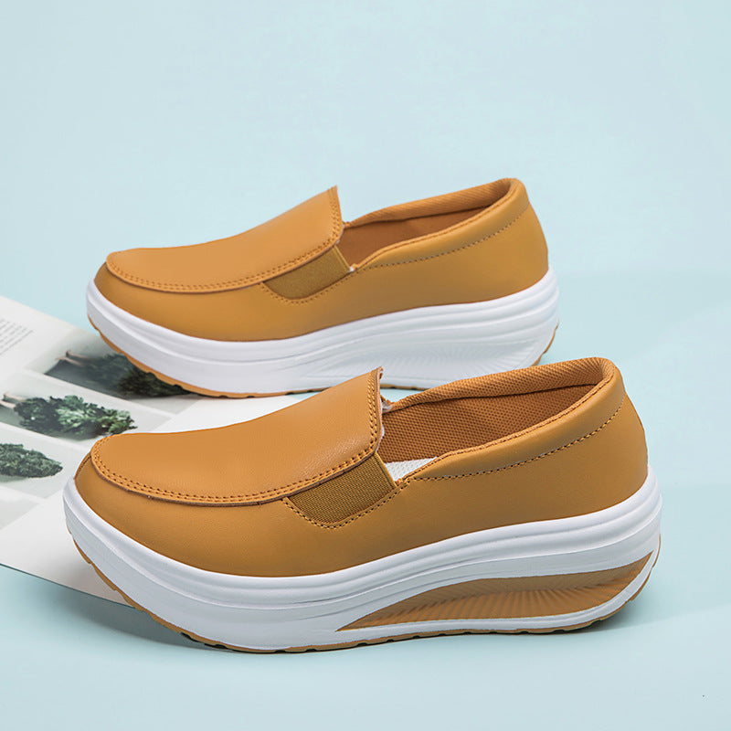 Orthopädische Kunstleder-Loafer mit Plateausohle