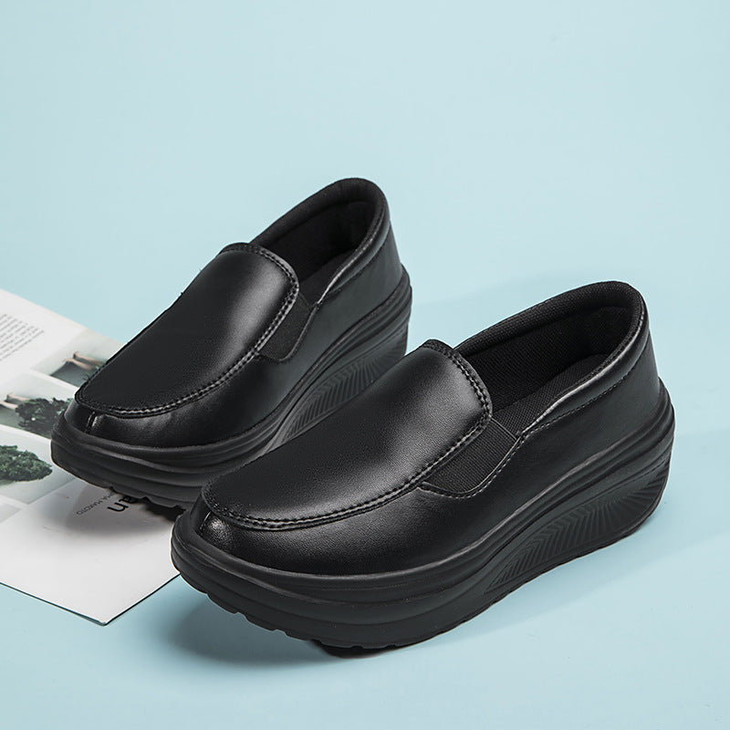 Orthopädische Kunstleder-Loafer mit Plateausohle