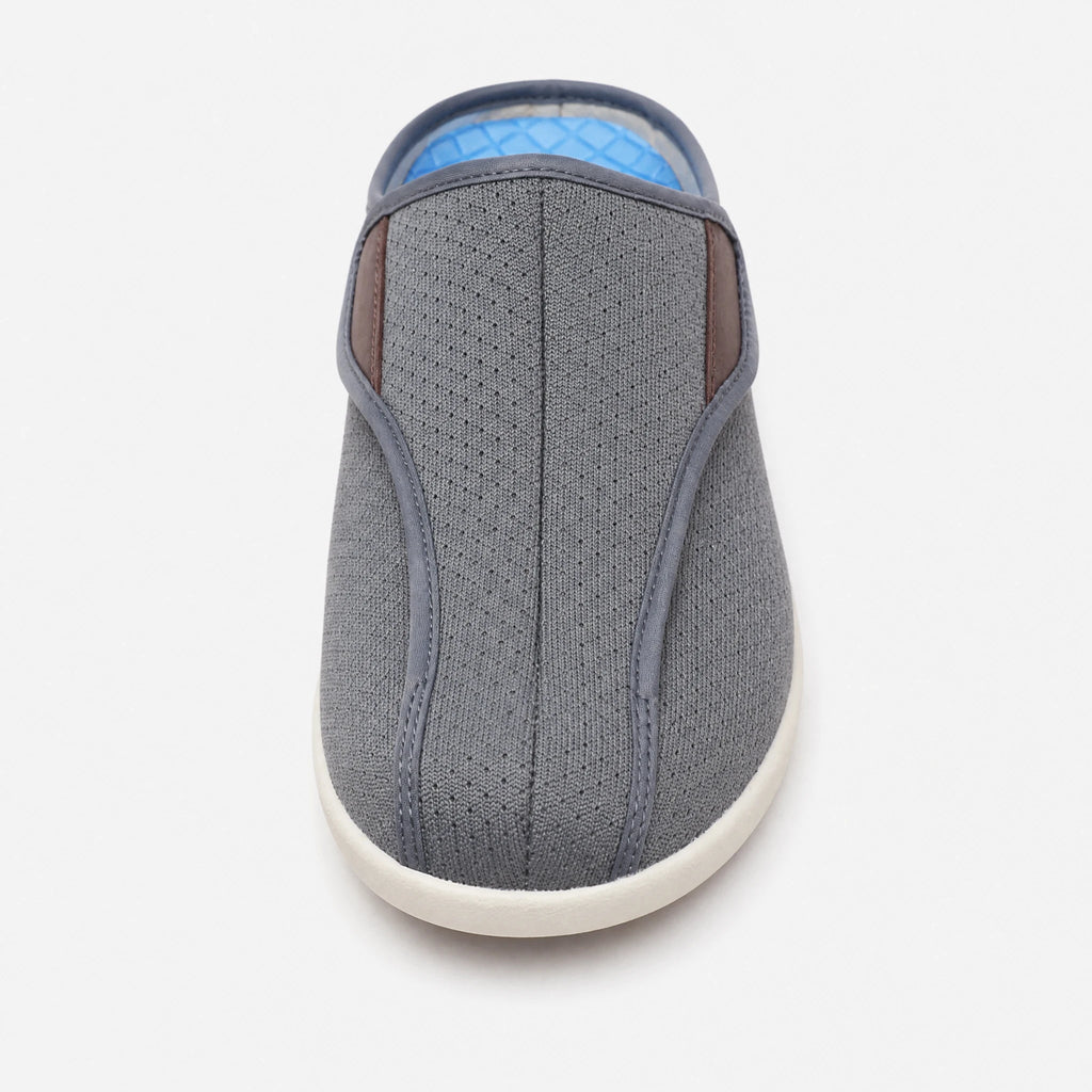 Orthopädische Mules mit Klettverschluss aus atmungsaktivem Mesh in Grau