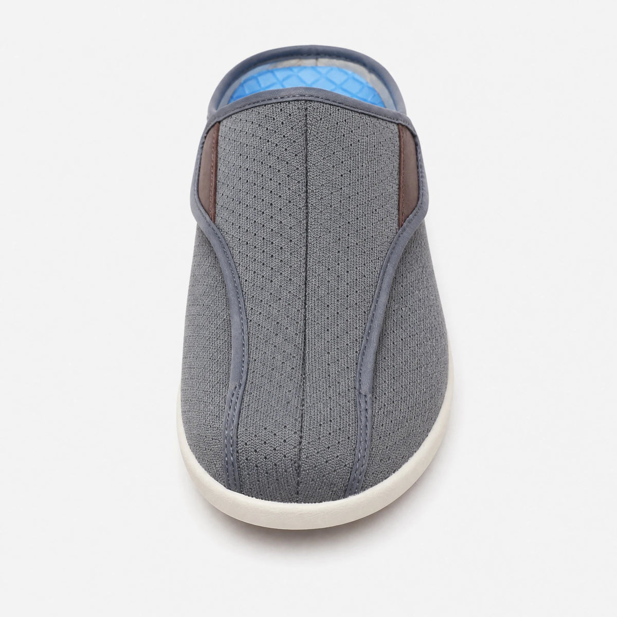 Orthopädische Mules mit Klettverschluss aus atmungsaktivem Mesh in Grau