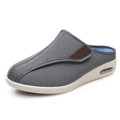 Orthopädische Mules mit Klettverschluss aus atmungsaktivem Mesh, Grau