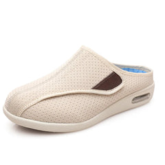 Orthopädische Mules mit Klettverschluss aus atmungsaktivem Mesh, Beige