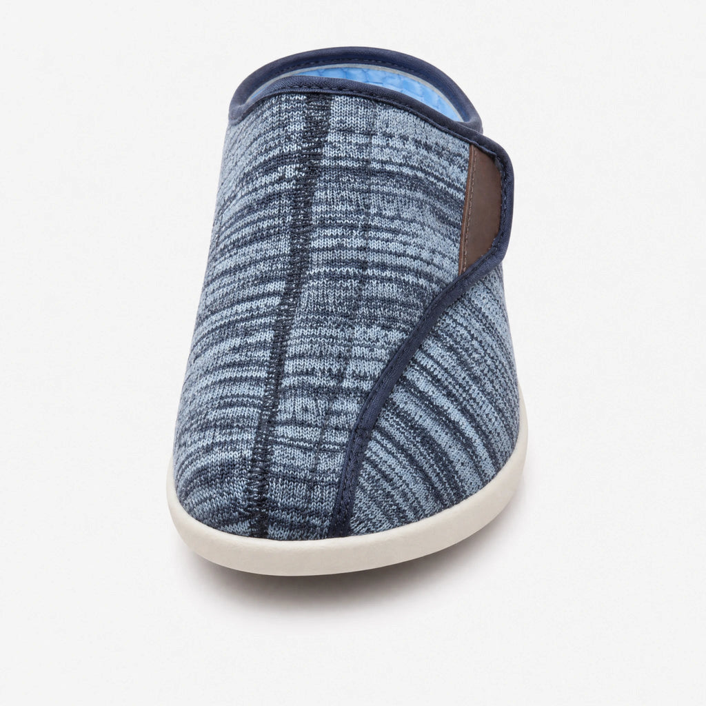 Orthopädische Mules mit Klettverschluss aus meliertem Mesh in Hellgrau