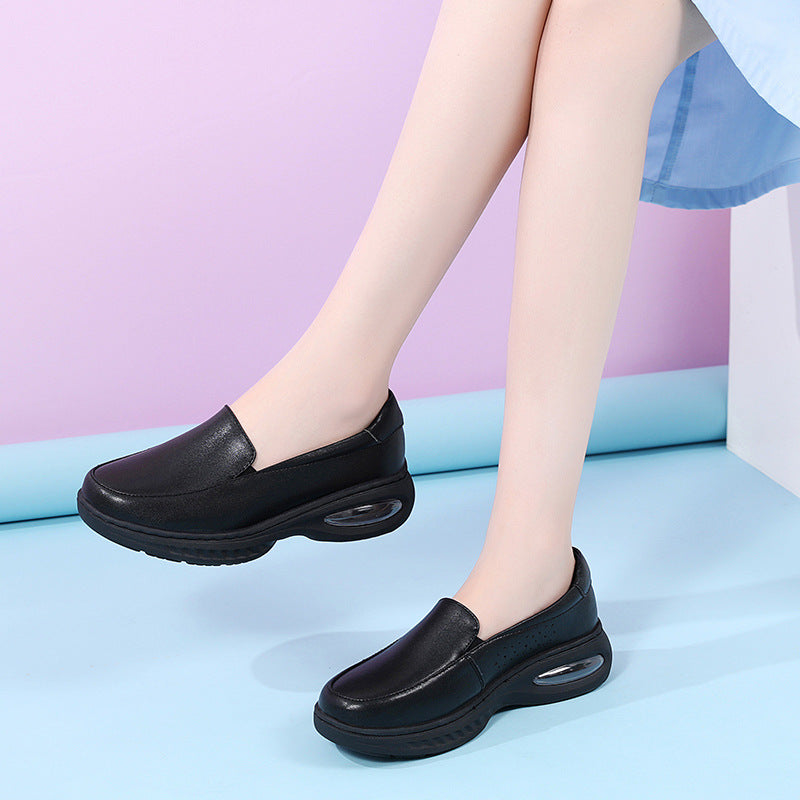 Orthopädische stoßdämpfende Leder-Loafer für Damen