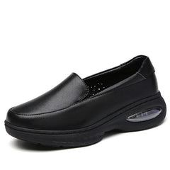 Orthopädische stoßdämpfende Leder-Loafer für Damen, Weiß