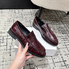 Penny Loafer Damen in Kroko-Optik, raffinierter Look, Dunkelbordeaux