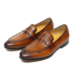 Penny Loafer Herren aus handpatiniertem Leder, Cognac