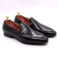 Penny Loafer Herren aus handpatiniertem Leder, Schwarz