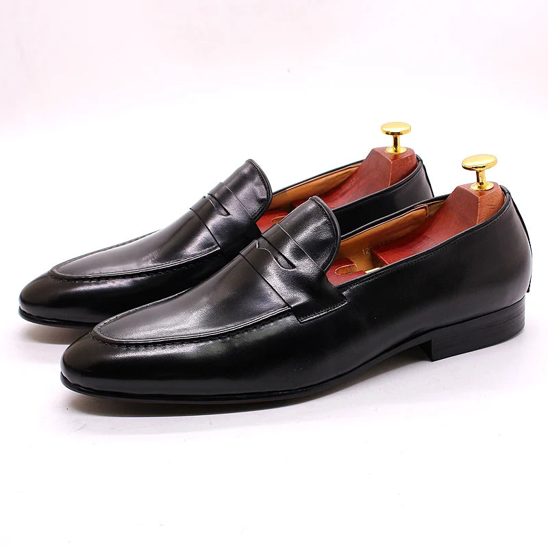 Penny Loafer für Herren aus Leder mit Patina in Braun, Ansicht 2