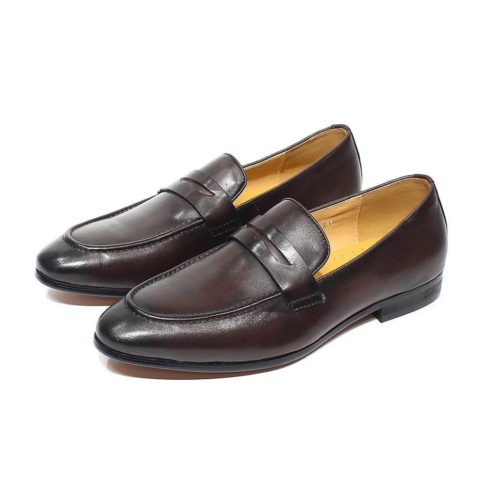 Penny Loafer für Herren aus Leder mit Patina in Schwarz, Ansicht 7