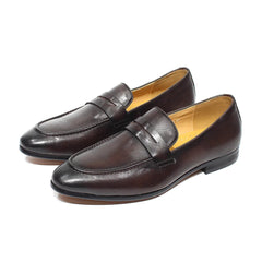 Penny Loafer für Herren aus Leder mit Patina, Dunkelbraun