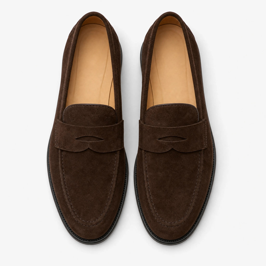Penny Loafer Herren Wildleder in Camel, Gesamtansicht