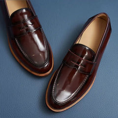 Penny Loafer Herren aus Wildleder in Braun, Bordeaux