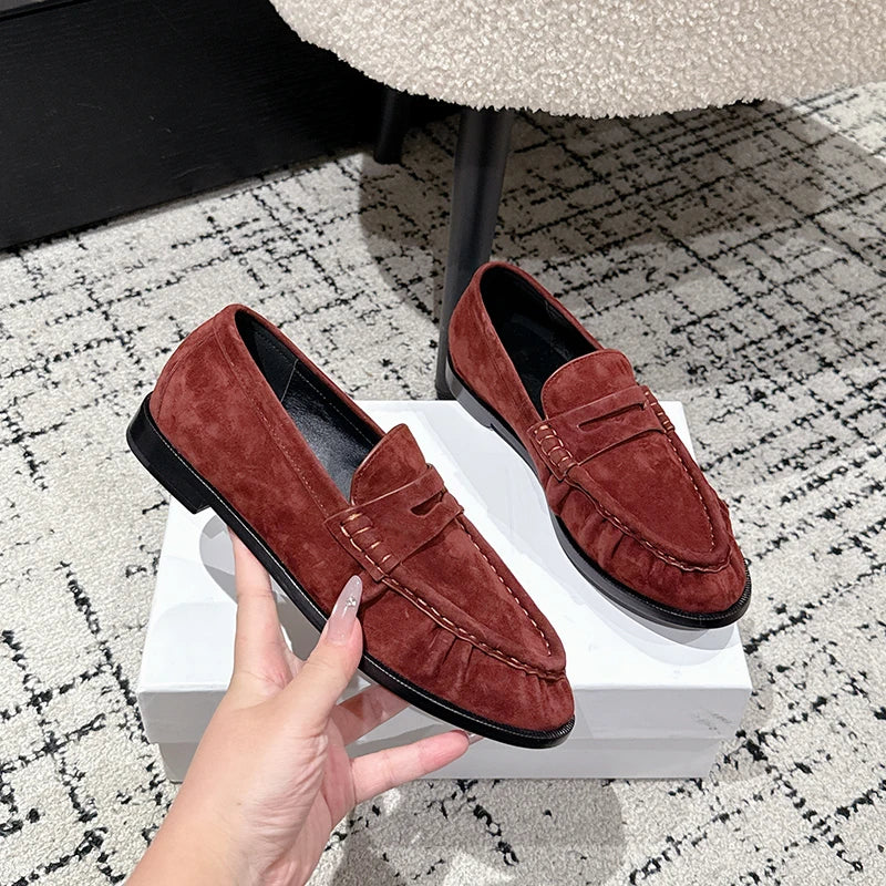 Penny Loafer Mule Damen Wildleder-Optik in Schwarz, Rückansicht