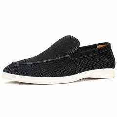 Perforierte Herren-Mokassins zum Reinschlüpfen, Schwarz