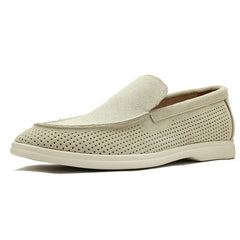 Perforierte Herren-Mokassins zum Reinschlüpfen, Beige