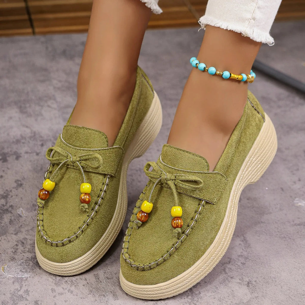 Damen Plateau-Loafer mit Schleife, Seitenansicht