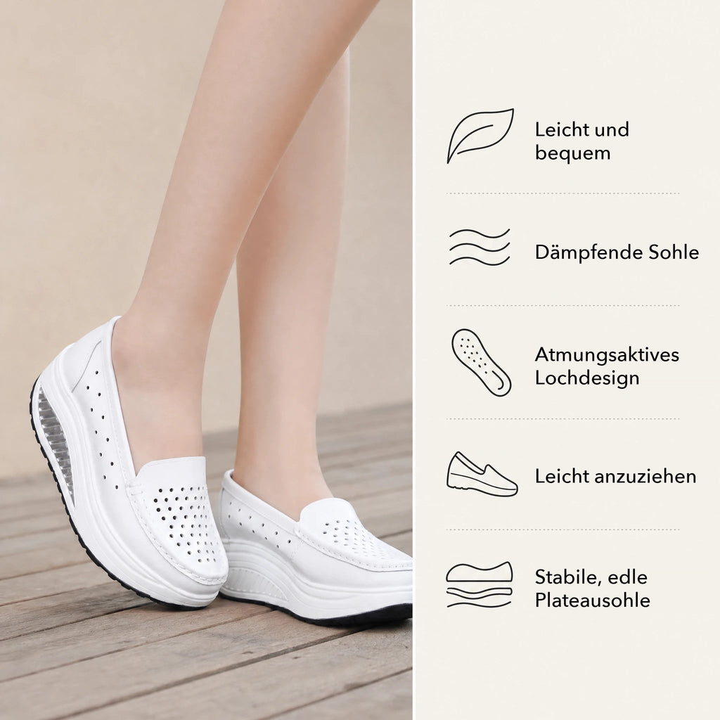 Perforierter Plateau-Loafer mit dicker Sohle in Gelb, Ansicht 4