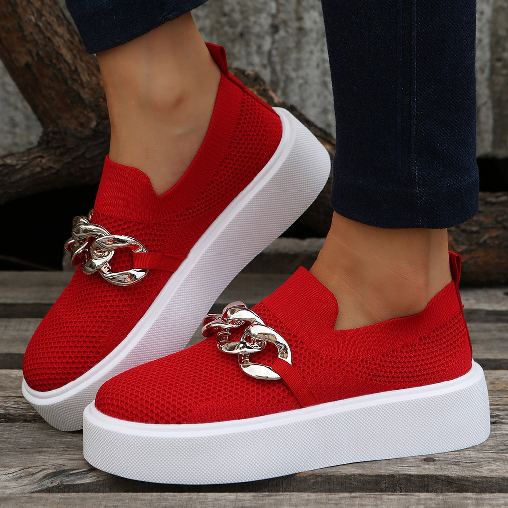 Plateau-Loafer mit Metallkette