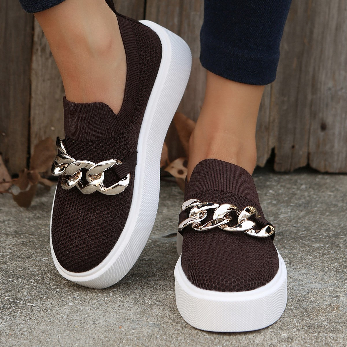 Plateau-Loafer mit Metallkette