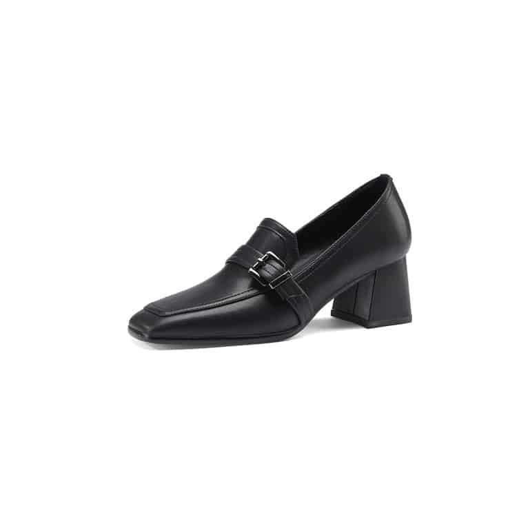 Quadratische Loafer aus echtem Leder für Damen