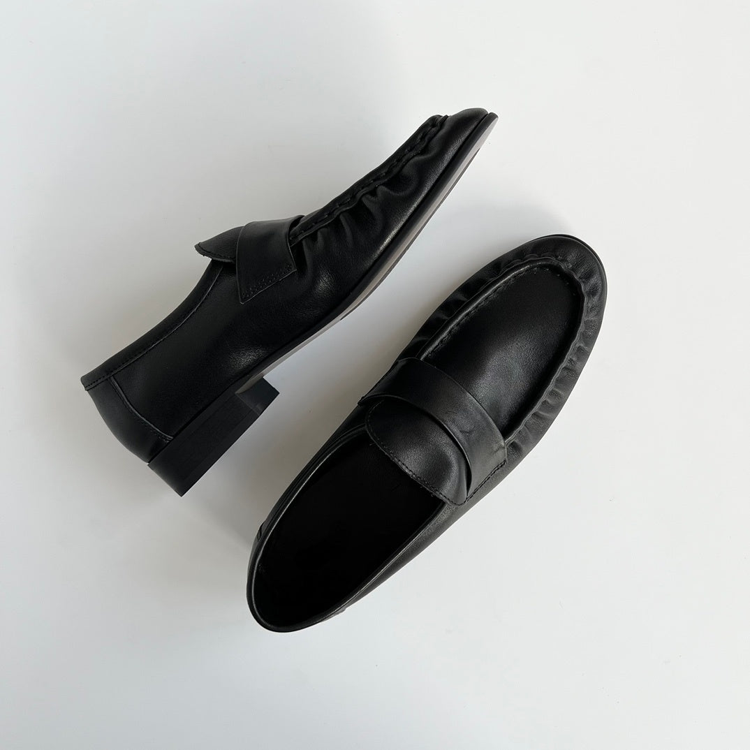 Retro Loafer aus weichem Leder mit Blockabsatz für Damen