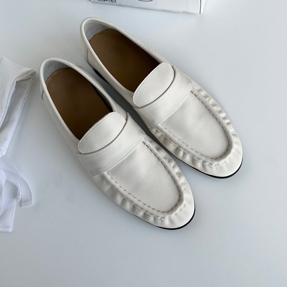 Retro Loafer aus weichem Leder mit Blockabsatz für Damen