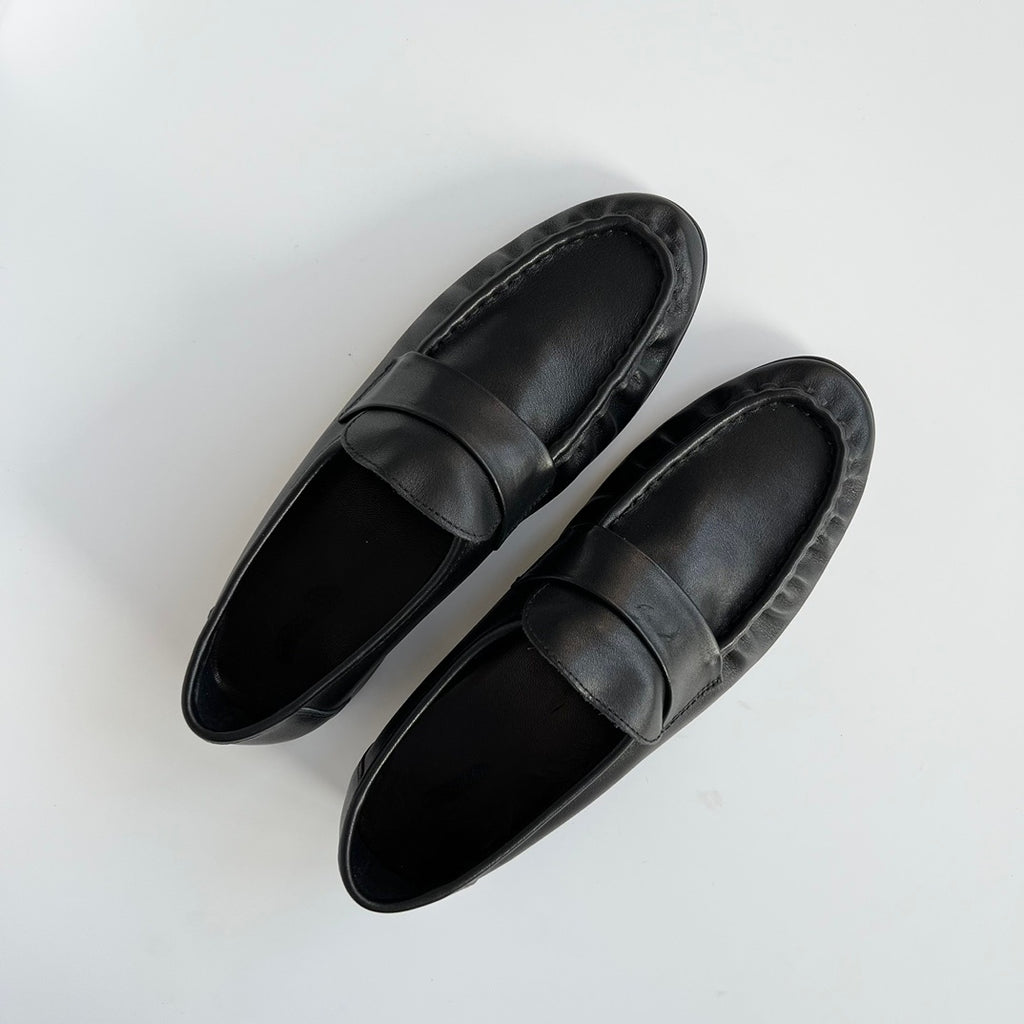 Retro Loafer aus weichem Leder mit Blockabsatz für Damen