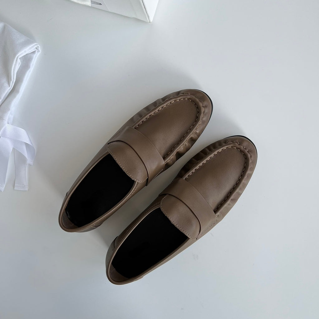 Retro Loafer aus weichem Leder mit Blockabsatz für Damen